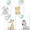 artpin® P63 Poster, decoratie voor kinderkamer, afbeeldingen voor babykamer, Mint Groen Grijs voor Jonge Meisjes, safari…