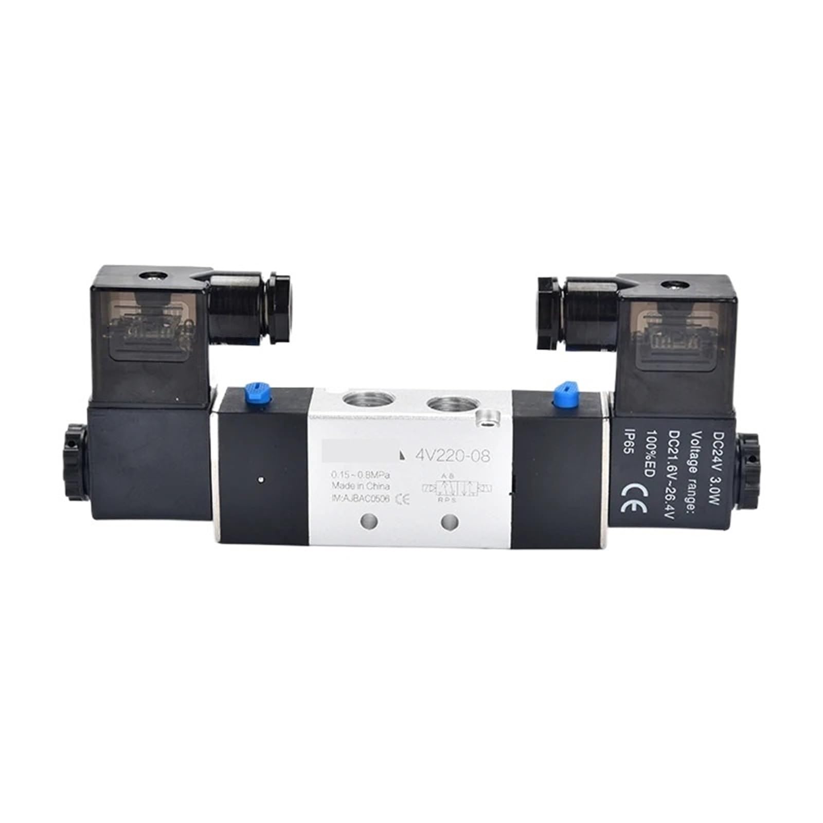 Magnetventil, 220 V, pneumatisch, 4V220-08, Luft, 5-Wege, 2 Positionen, 6,35 mm Spule, Legierung, intern, DC 12 V, elektrisch, 24 V Wechselstrom, 110 V (B 6 mm Armaturen, DC 24 V)