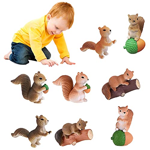 8Pcs Mini Squirrel Animal Figures For Kids Cake Toppers Squirrel Fairy Garden Landscape Scenes Miniature Figurines Decorations For Christmas Birthday Gift #TOP6