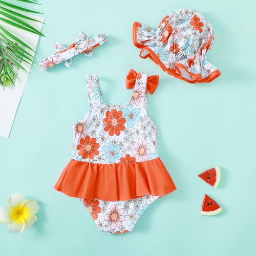 Image of Toddler Baby Girl Swimsuit Ruffled Stripe Bikini Tankini Infant Swimwear Cute One Piece Bathing Suit for Girls