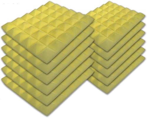 Vista 13 de SK Studio Paquete de 12 paneles de espuma acústica pirámide ignífuga insonorizados, absorbentes de sonido para techo de estudio en casa, 11.8 x 11.8