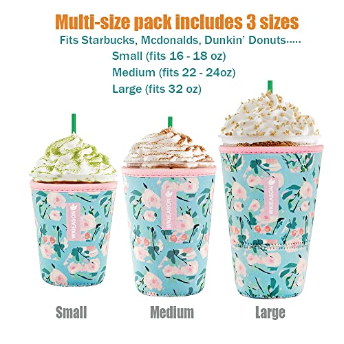 Image of Reusable Iced Coffee Insulator Sleeve for Cold Beverages and Neoprene Cold Coffee Cup Sleeves Cooler Cover 16-32OZ for Coffee Cups, McDonalds, Dunkin Donuts, More(Colorful print)