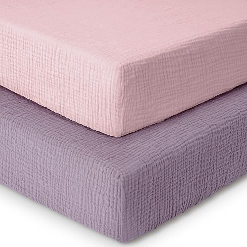 Image of Dreamology Muslin Crib Sheet for Baby Girl Boy 2 Pack,Standard Crib Sheet
