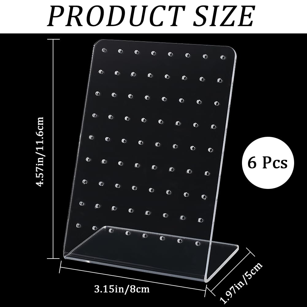 CRASPIRE 6Pcs Acrylic Earrings Display Stand Clear Slant Back Ear Studs Jewelry Show Display Organizer Holder Showcase L Shaped Jewelry Rack Stand for Woman Earring Storage Merchant Show