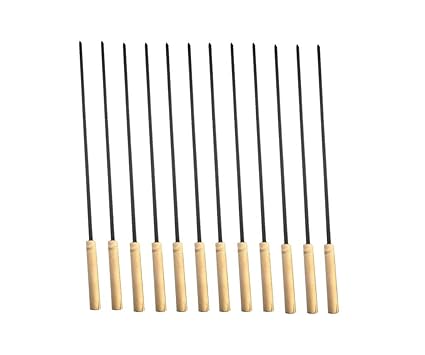 Oblivion Barbecue Skewers for BBQ Tandoor and Gril with Wooden Handle | Pack of 12