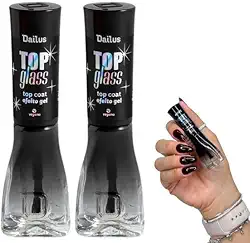 Kit 5 Esmaltes Top Glass Dailus Top Coat Efeito Gel Esmalte (2 Unidades)