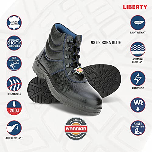 Image of Liberty Warrior 98-02-SSBA High Ankle Safety Shoes for Men, Steel Toe, Light Weight, Black, Sizes-5UK-11UK