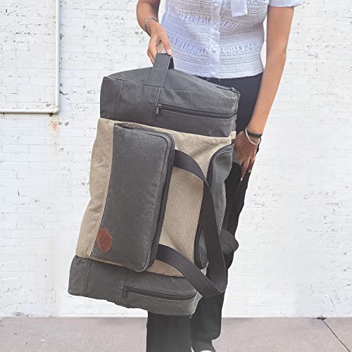 Image of Mona B 35L Travel Duffle Bag for Men and Women with Adjustable Shoulder Strap - Black