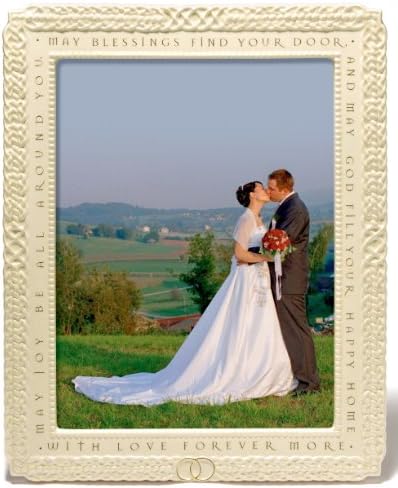 Grasslands Road GR Celtic Ceramic Wedding Frame with Irish Blesssing, Large, White, Cream, Gold