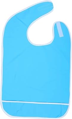 Adult Bib,Waterproof Oil Proof Elderly Mealtime Bib,Dining Apron Clothing Protector Bib,Mealtime Eating Bib,Dining Apron Clothes Protector,Reusable Bib (45 65cm-Blue)
