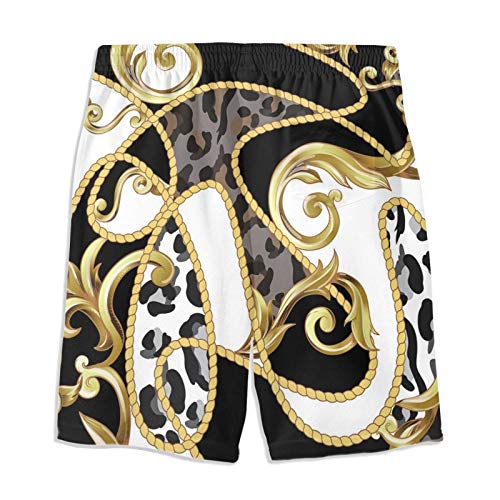 SARA NELL Men's Swim Trunks Cheetah Leopard Skin Pattern Black and White Gold Surfing Beach Board Shorts Swimwear4