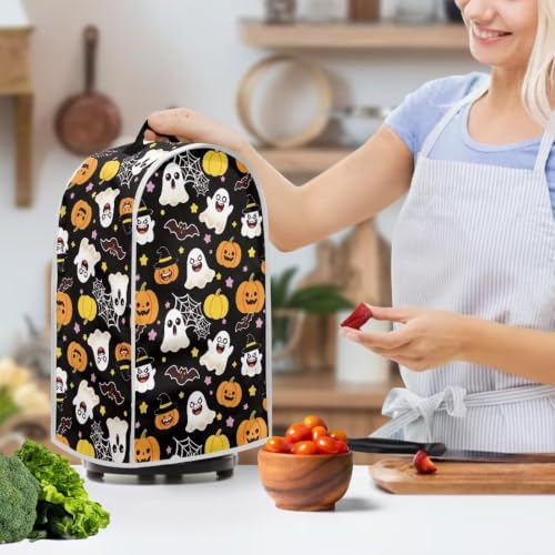 Image of Bat Ghost Pumpkin Blender Dust Cover, Anti Fingerprint Polyester Stand Mixer or Coffee Maker Appliance Protector, Halloween Machine Washable Blender Cover for Kitchen Appliance