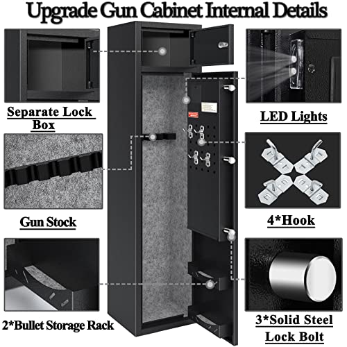 Kaer Large Rifle Gun Safe, Gun Safe For Rifles And Shotguns, ​Quick Access To 3-5 Gun Rifle Safes(With/Without Scope),Guns Cabinet With Double Door Key/Fingerprint Password, Silent Alarm Mode #TOP2