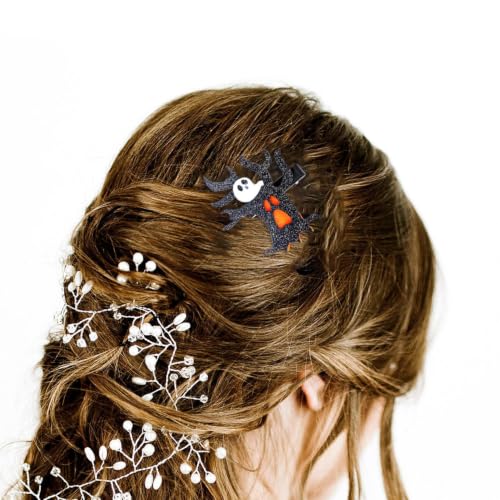 3 Inch Glitter Sugar Skull Spider Pumpkin Hair Clips for Costume Party - image 4