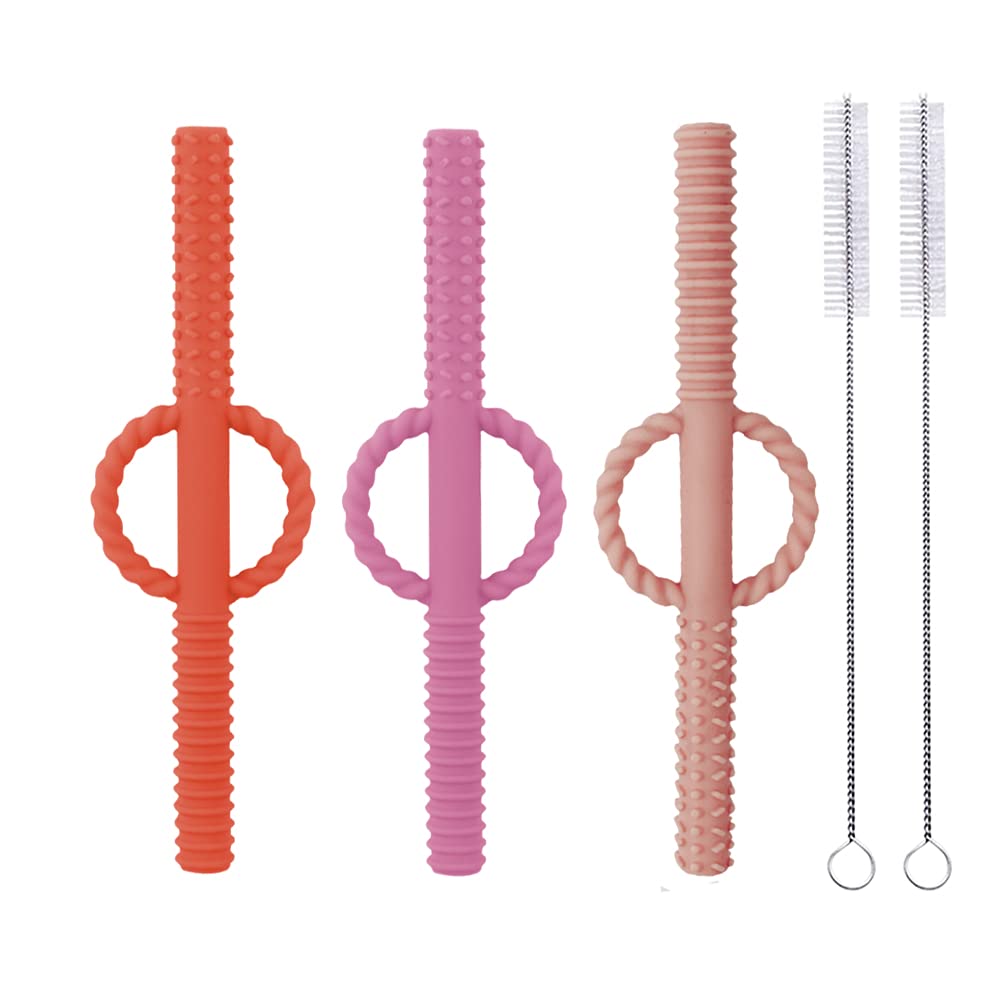 YAPROMOBaby Teething Chewy Tubes with Safe Shield,Hollow Baby Teething Tubes for Toddlers Infants, BPA Free, Latex Free-3 Pack