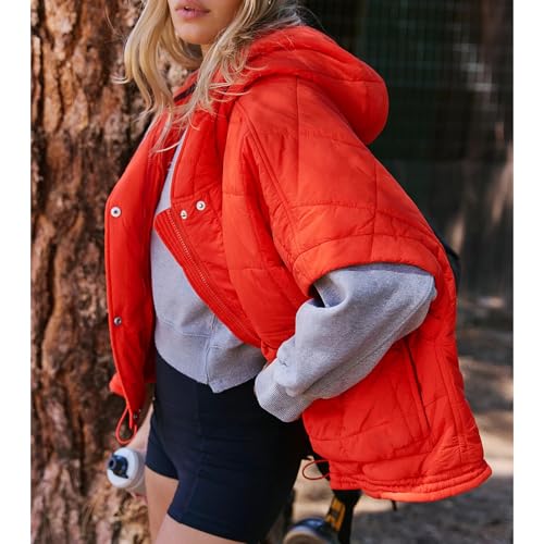 Quilted Puffer Vest Women Oversized Sleeveless Zip Up Hooded Poncho Padded Jacket Fall Winter Warm Gilet Outerwear3