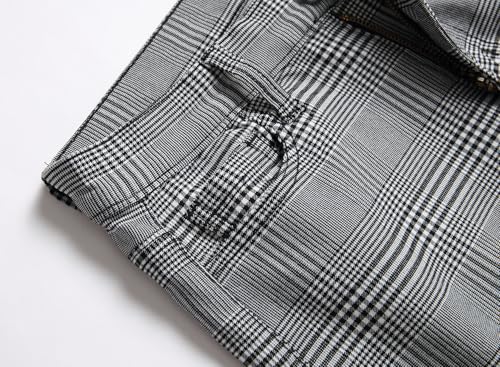 Boy's Chino Plaid Pants School Uniform Dress Skinny Fit Stretch Fashion Pants4