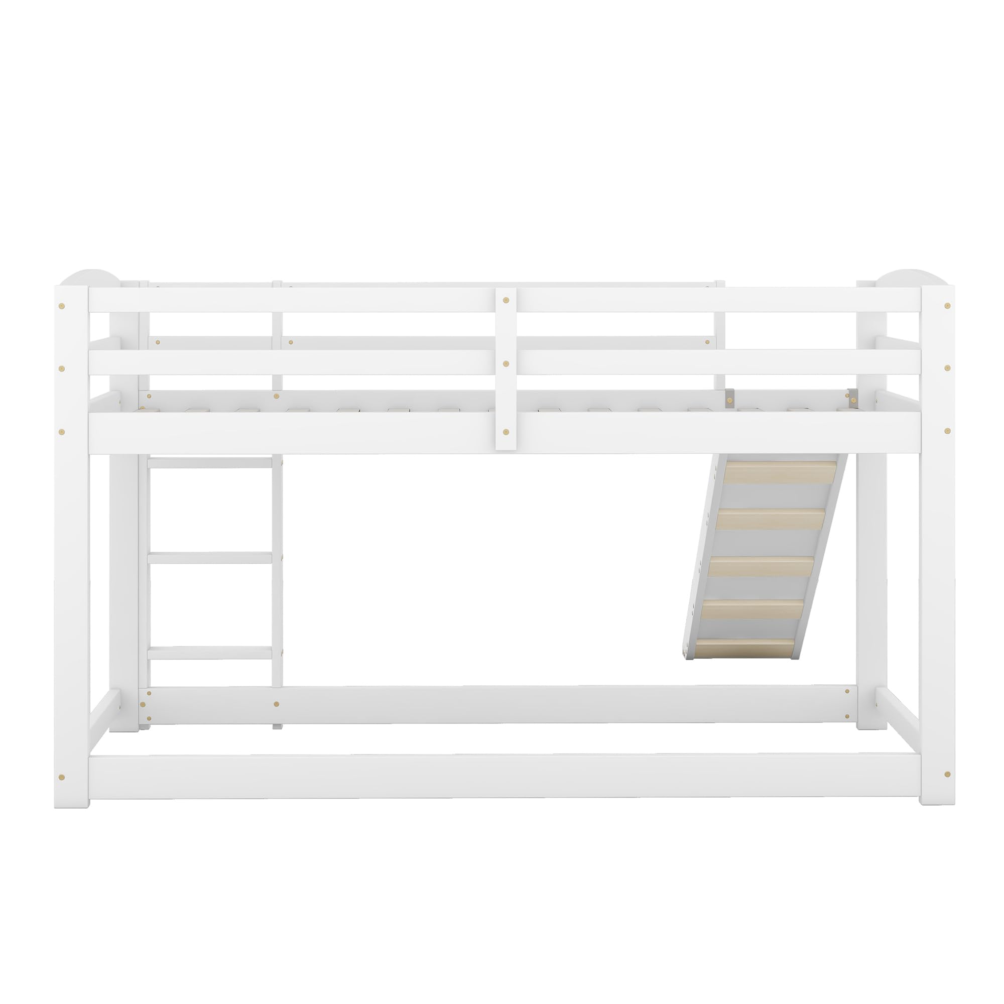 Azkoeesy Litera Infantil de 90 x 200 cm con tobogán y somier, con protección anticaída, Cama Individual, Cama para Adolescentes, Madera de Pino, Color Blanco.