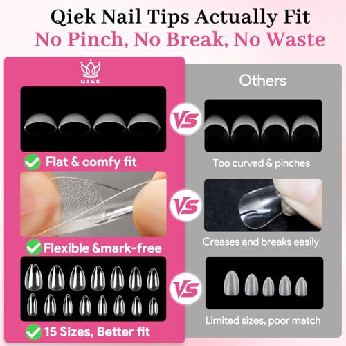 Image of Short Water-Drop Nail Tips, 15 Sizes 510 PCS Clear