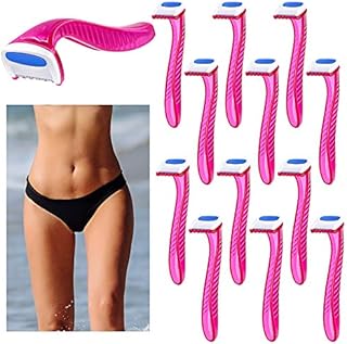 12 Pieces Bikini Razor Women Small Bikini Trimmer Durable Travel Accessories Women Razors Shaver Pubic Hair Removal Beauty Razor T-Type Razor for Body Cosmetic Tool (Pink)