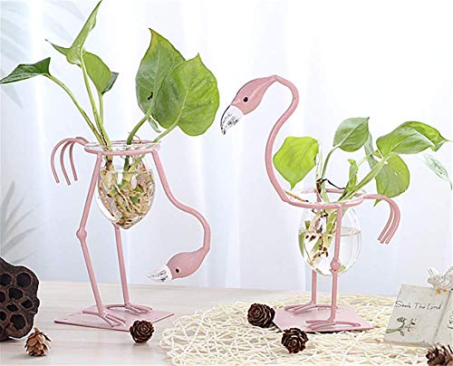 Molinter Vaas hydrocultuur bloempot hydrocultuur glazen flessen bloemenvaas met flamingo plank voor kantoor Home Decor (stijl 1) - Afbeelding 8