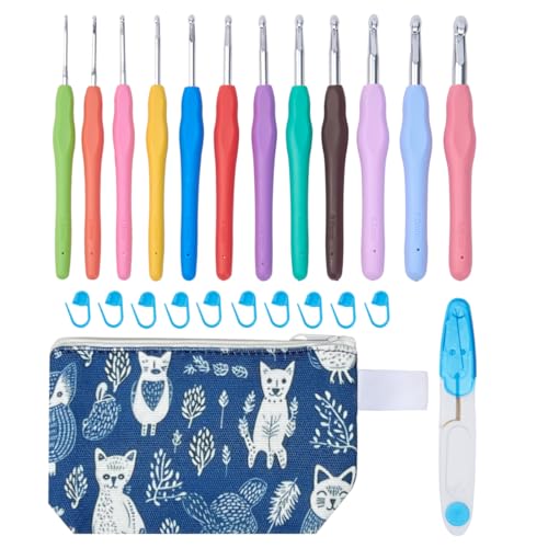 LeCorner Crochet Hooks, 12 Sizes Ergonomic Crochet...