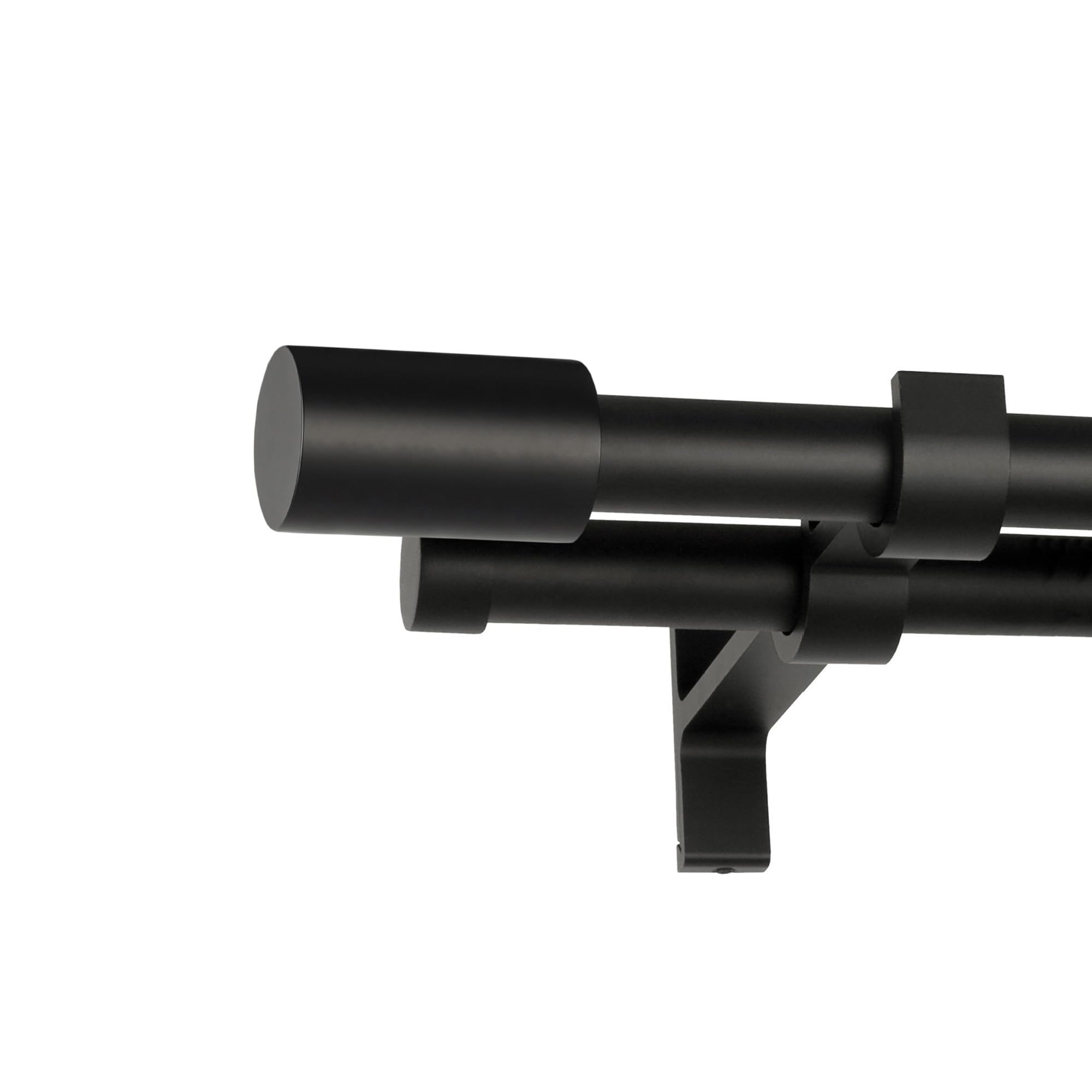 ROLLMAXXX Gardinenstange 400 cm Breit Ø19 mm Faro 2-Läufig | Vorhangstange aus Metall Schwarz Matt, Gardinenstange Set inkl. Doppel-Wandhalterungen & Endstücke