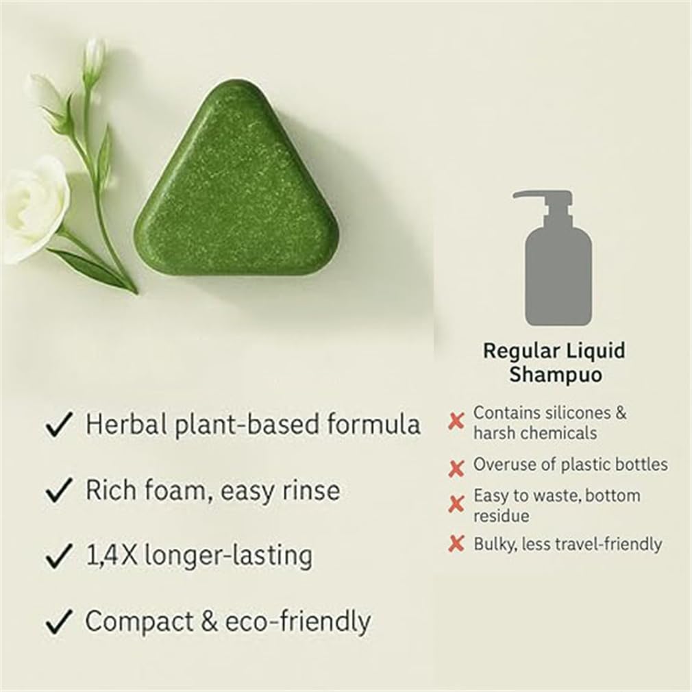 Jabón Sólido Nature Triangle Usman Grass Controla Grasa Calma Fortalece Cabello 2PCS