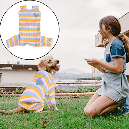 VILLCASE Pijama Cachorro Listrado Filhote de Cachorro Macacão de Quatro Pernas Macacão Macacão Roupa
