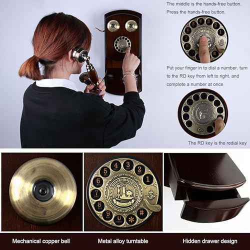 Teléfono clásico retro de disco montado en pared miniatura 5