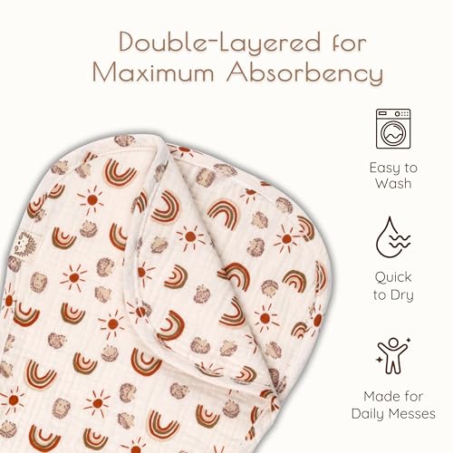 Muslin Burp Cloths Neutral, Cotton Burp Cloth, 6 Piece Absorbent Burping Cloths for Babies, Large Muslin Washcloths Baby, First Time Mom Essentials, OEKO TEX (Rainbow + Neutral BurpCloths)4