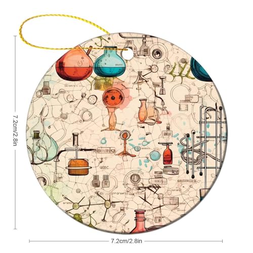 Science Chemical Knowledge Christmas Ornaments Round Hanging Pendent Ceramic Christmas Trees Decoration 4 Pcs - Image 3