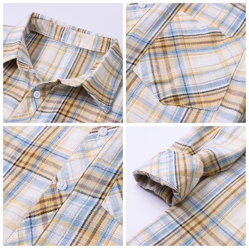 Image of Betusline Boy and Men Button Down Plaid Shirt