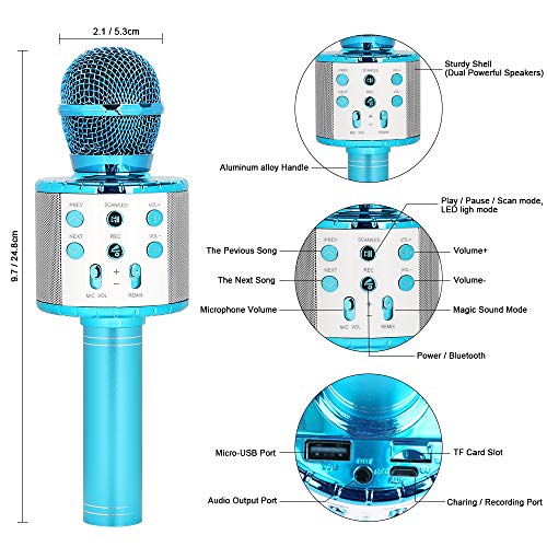HALOVIE-Kids-Microphone-Bluetooth-Wireless-Microphone-Handheld-Speaker-Karaoke-Equipment-for-Home-KTV-Player-Party-Singing-Birthday-Christmas-Gifts-for-Girl-Boy