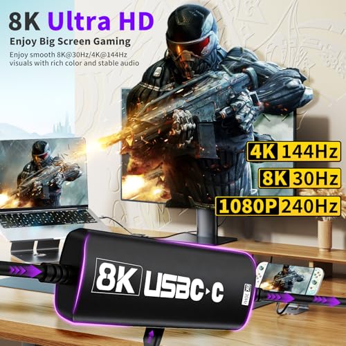 Guermok USB-C a AR Adapter 8K@30Hz 4K@144Hz 1080P@240Hz miniatura 3