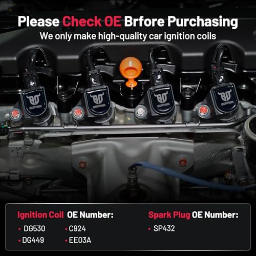 Image of BDFHYK 2 Ignition Coil Pack DG530 and 8 Iridium Spark Plug SP432 Compatible with Ford E150 F150 F250 Explorer Mustang, Compatible with Lincoln Mark VIII Town Car,Cougar Coil for C924 DG449 EE03A