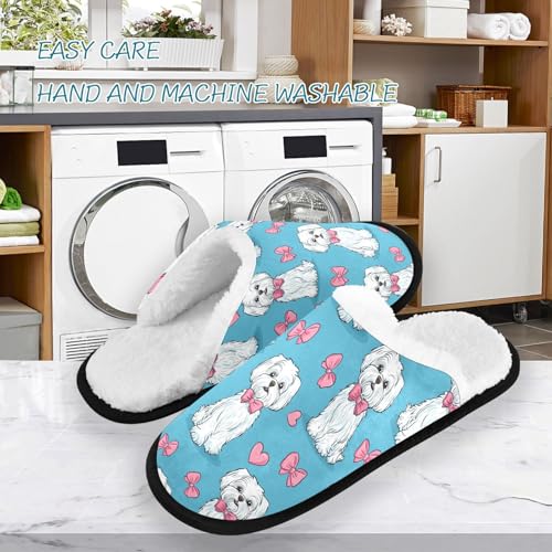 Pet Dog Maltese Slippers For Women Men Soft Memory Foam Non-Slip Christmas Winter Indoor House Shoes Travel Slipper3