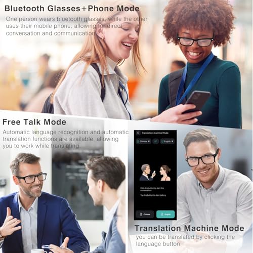 Image of Ai Smart Glasses,Smart Glasses with Chat GPT for Men and Women,Blue Light Filtering Lenses,Translation Glasses with 160+ Languages for Travel,Meeting, Trade, Business