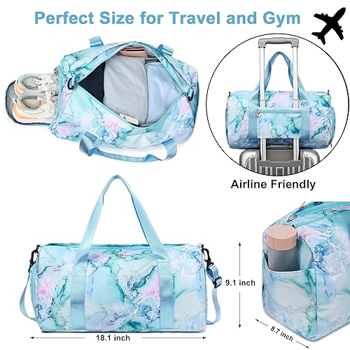 Gym-Bag-Sports-Duffle-Bag-with-Wet-Pocket-Weekender-Overnight-Bag-with-Waterproof-Shoe-Pouch-and-Air-Hole-for-Girls-Kids-Women-Travel-Foldable-Bag