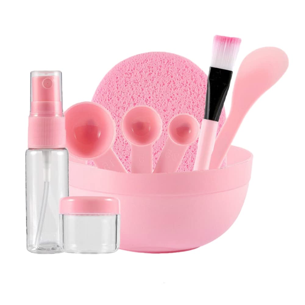 Smalibal 9Pcs Face Mask Mixing Bowl Set, DIY Facemask Mixing Tool Kit, Facemask Mixing Tool Sets with Face Mask Mixing Bowl Brush Stick Spatula Spoon Sprays Bottle