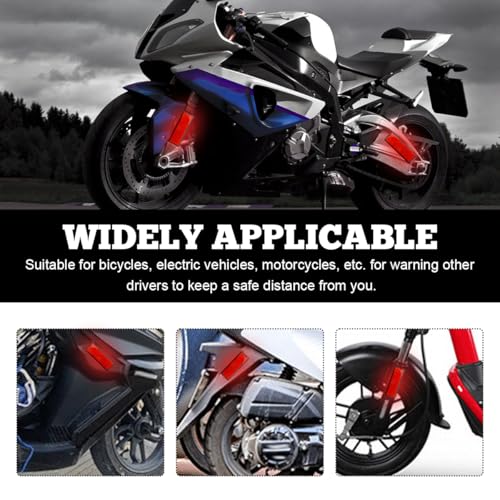 Image of povtii 2 PCS Motorcycle Warning Reflectors, M6x1.0 Waterproof Plastic Reflective Warning Reflector, Motorcycle Rear Safety Reflector with Screw, Universal Motorcycle Accessories (Rectangular, Red)