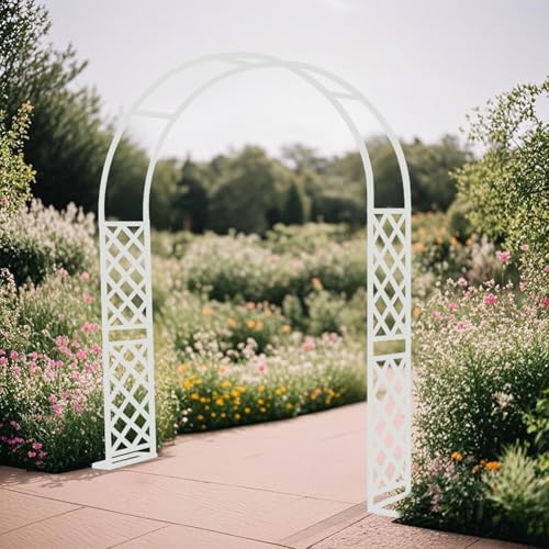 Arco de Jardín, Pérgolas y Soporte para Rosales Plantas Trepadoras, Estructura Impermeable Ancho 200 240 260 310 140 180 350 330 cm, Interior/Exterior Arcos para Eventos(Blanco,WxH 220x240cm)