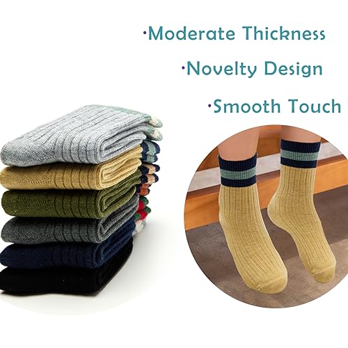 Moon Tree Boys Wool Socks Kids Winter Warm Socks Thermal Crew Socks for Boys 6 Pack3