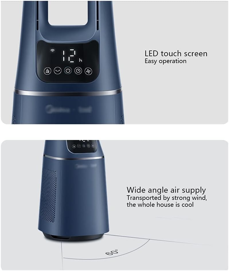 Miniatura 5 de Ventilador de torre de 12 modos para el hogar, ventilador de pie sin aspas con control remoto temporizador de 12 horas, ventilador de piso oscilante