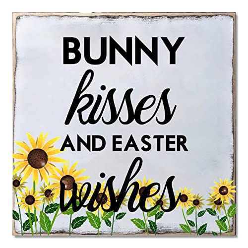 Plaque en bois avec tournesol 40,6 cm décoration murale rustique suspendre Pâques