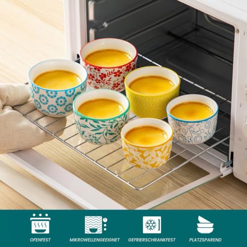 vancasso SELENE Creme Brulee Schälchen 6 Stück, 240ml, Souffle Förmchen Backofenfest Ø 9,7cm, Pastell Porzellan Ragout Fin Schalen… – Ansicht 2