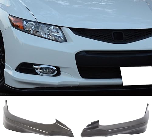 Miniatura 2 de Borde de parachoques delantero compatible con Honda Civic 2012-2013, estilo HF-P negro PU acabado de labio delantero debajo de la barbilla IKON