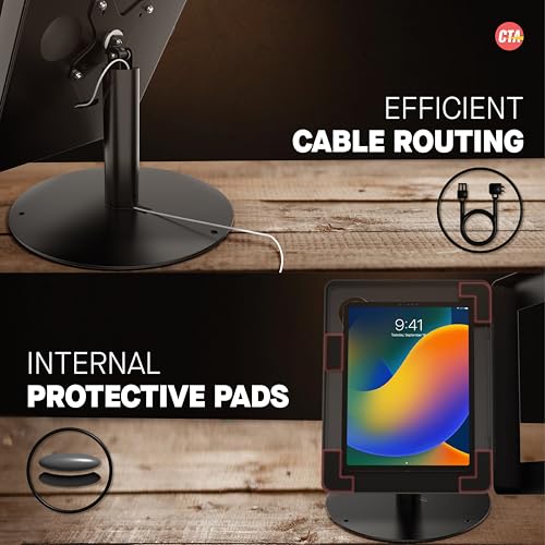 Image of Premium Retail POS Stand - CTA Upscale Tablet Kiosk Stand with 360 Rotation & Locking - for iPad 11 (A16) - Pro 11-inch M4 - Air 11-inch M3- iPad 10th Gen - Galaxy Tab & More Tablets