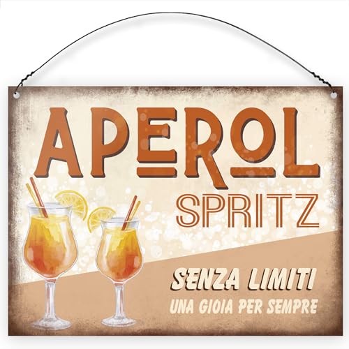 Dorothy Spring Targhetta in Metallo Aperol Spritz Design Retrò Vintage Placca Decorativa per Casa Regalo per Amici Decorazioni da Appendere 14x20cm