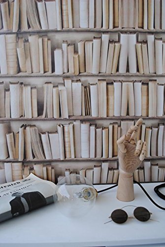 Papier peint white books pour agrandir une petite pièce avec un effet bibliothèque